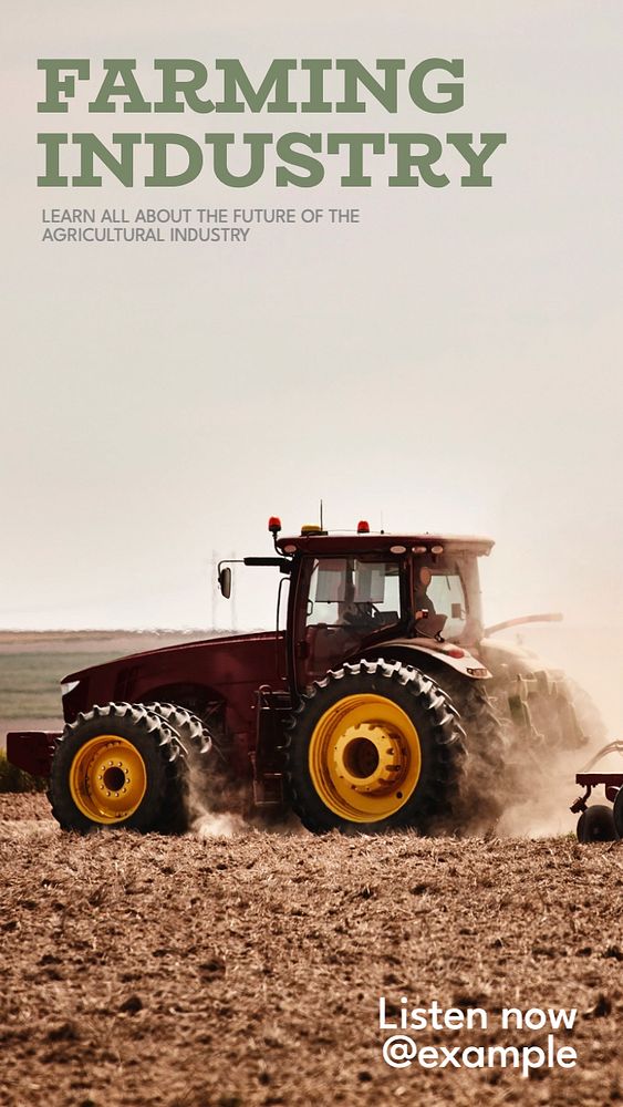 Farming industry  Instagram story template, editable text