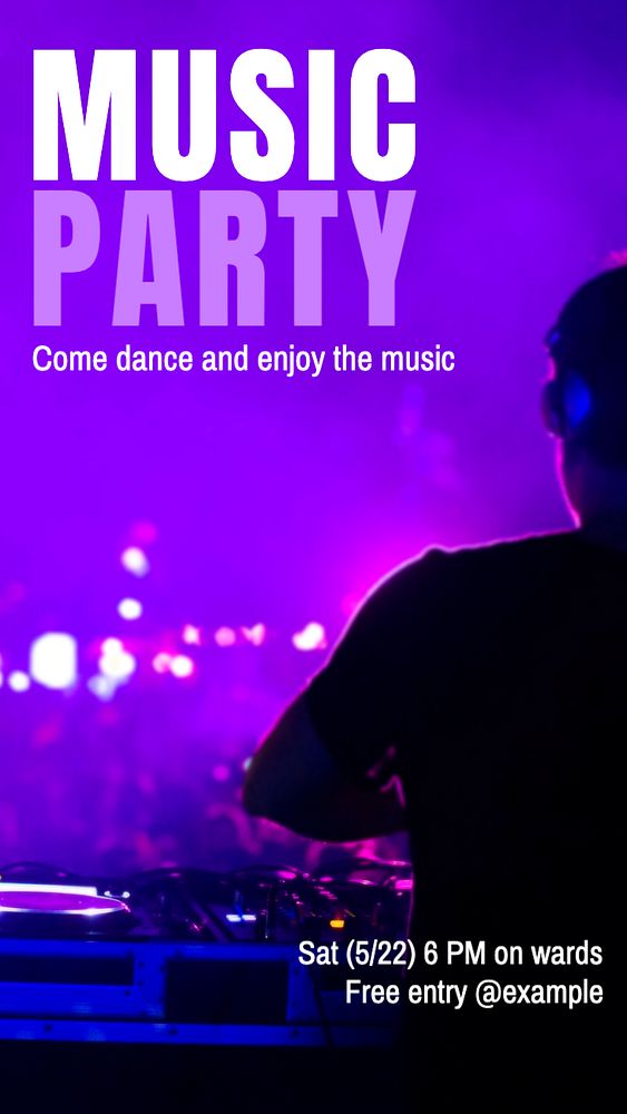 Music party  Instagram story template, editable text