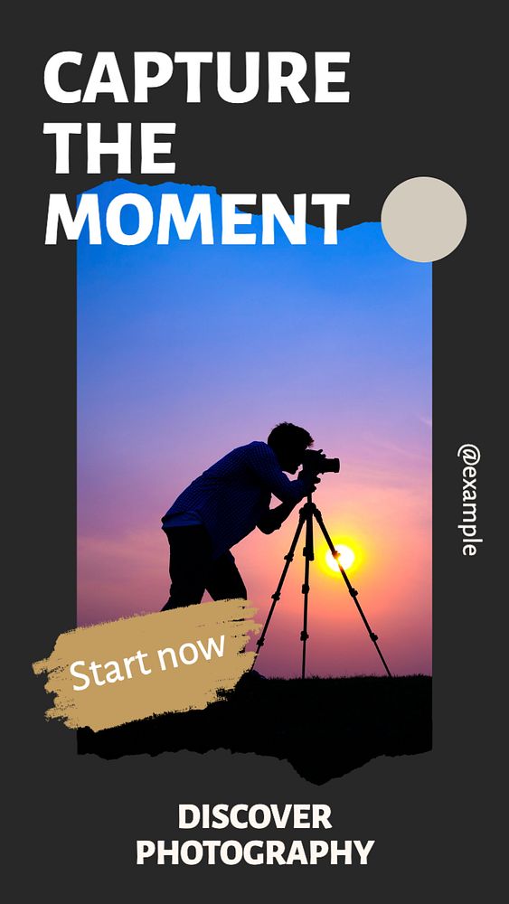 Discover photography  Instagram story template, editable text