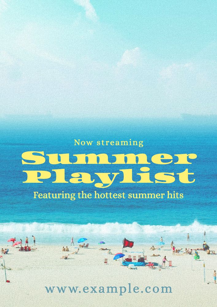 Summer playlist  poster template, editable text and design