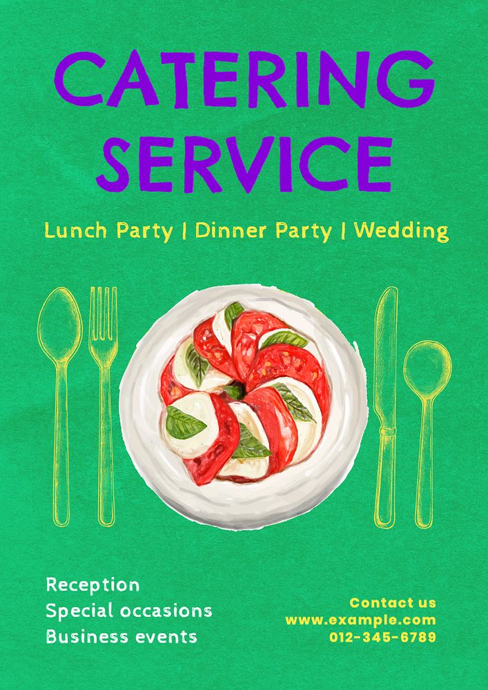 Catering service  poster template, editable text and design