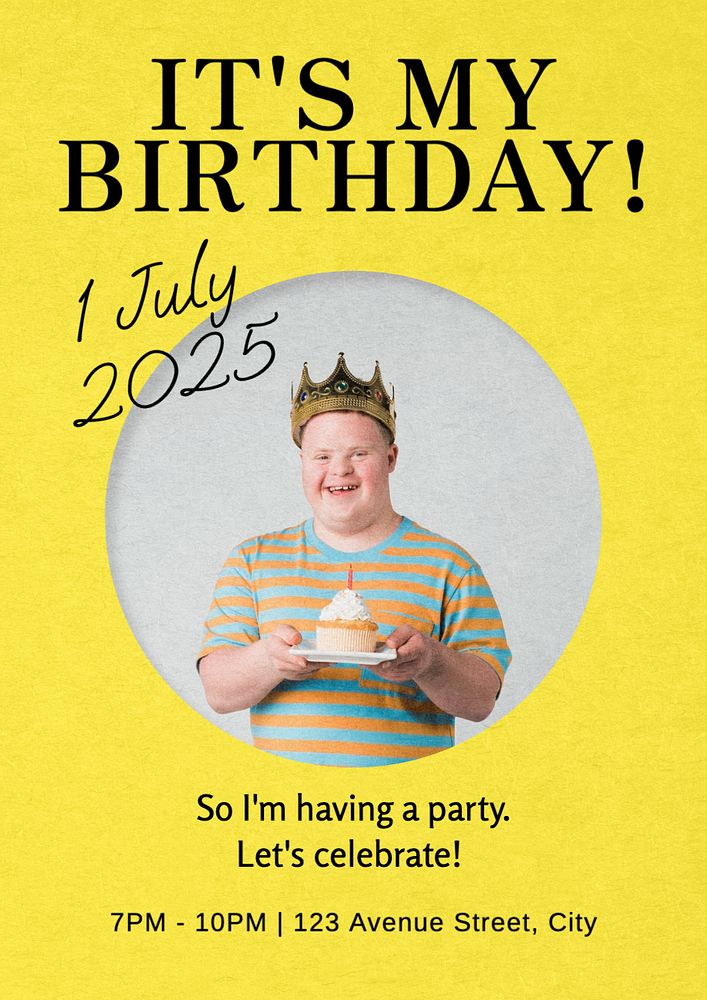 Birthday party  poster template, editable text and design