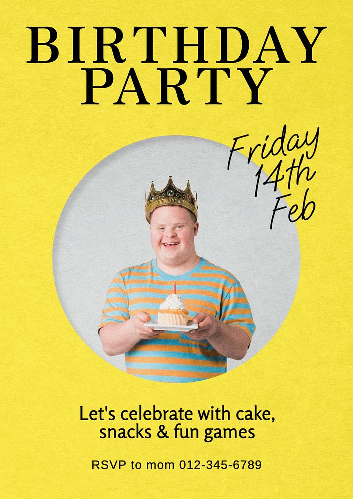 Birthday party  poster template, editable text and design