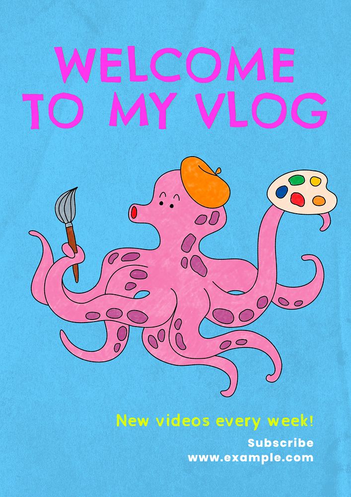 Welcome to my vlog  poster template, editable text and design