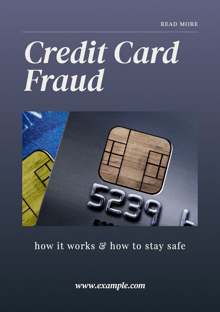 Credit card fraud poster template, editable text and design