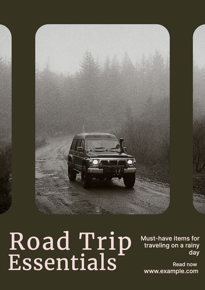 Road trip essentials  poster template, editable text and design