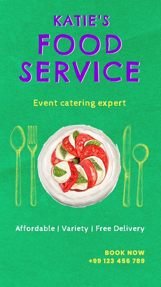 Food service  Instagram story template, editable text