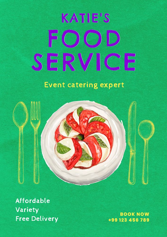 Food service  poster template, editable text and design