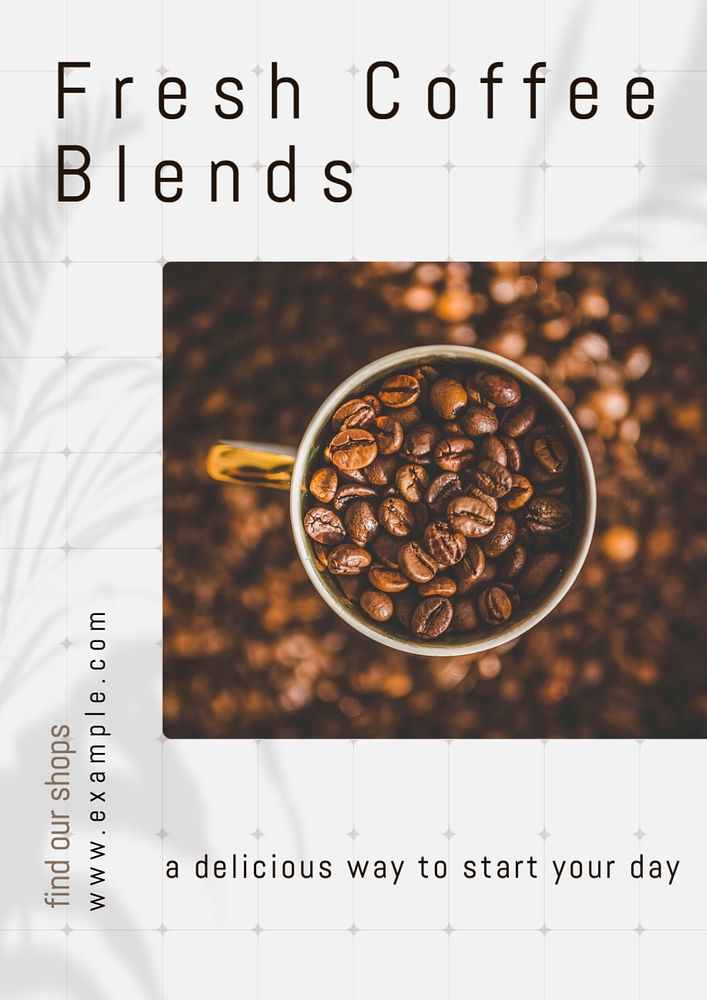 Fresh coffee blends  poster template, editable text and design