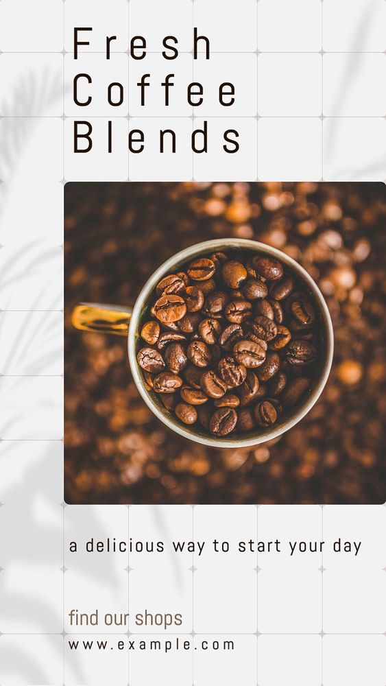 Fresh coffee blends  Instagram story template, editable text