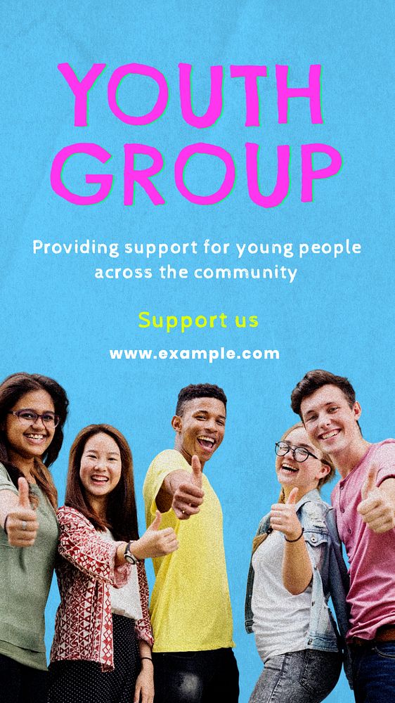 Youth group  Instagram story template, editable text