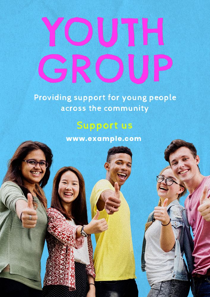 Youth group  poster template, editable text and design