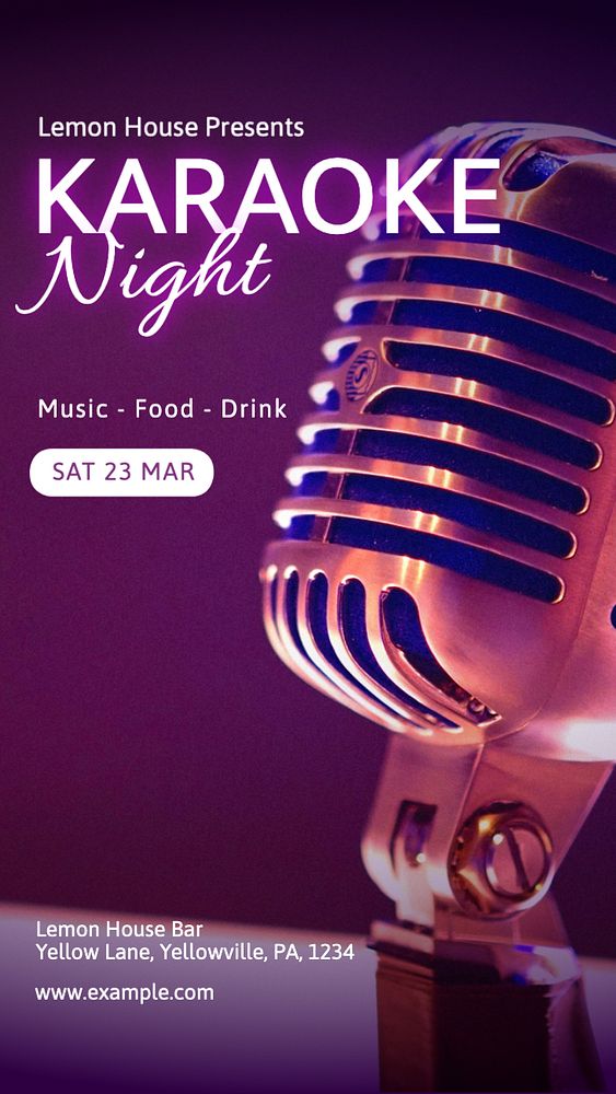 Karaoke night  Instagram story template, editable text