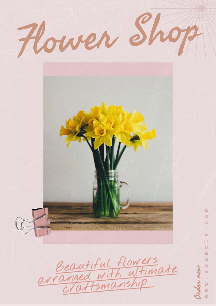 Flower shop  poster template, editable text and design