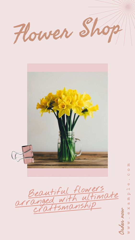 Flower shop  Instagram story template, editable text