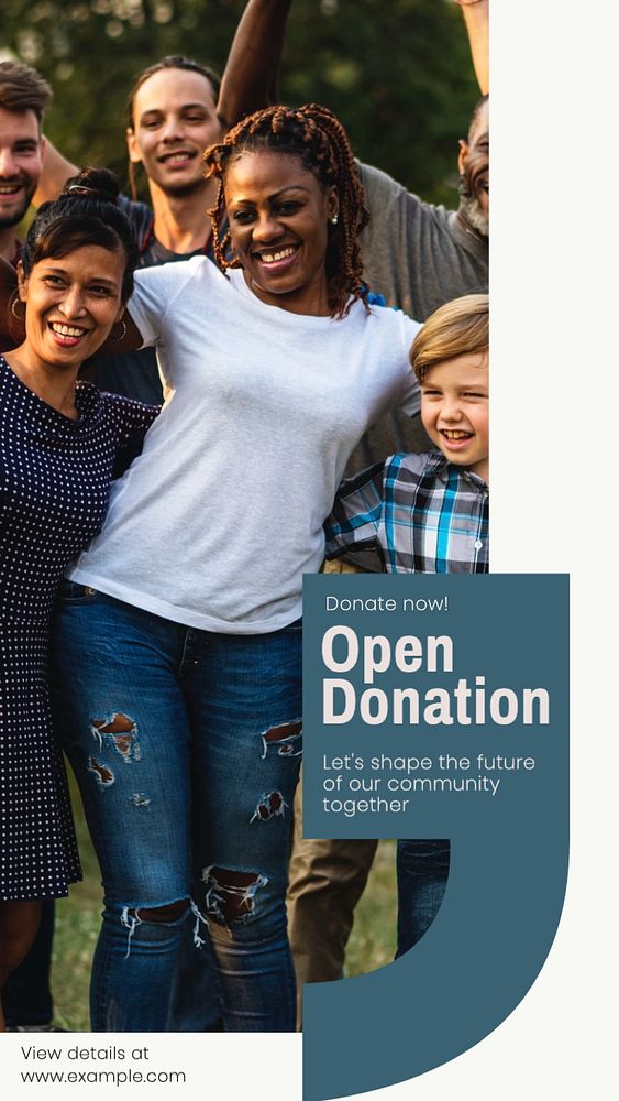 Open donation Instagram story template, editable text