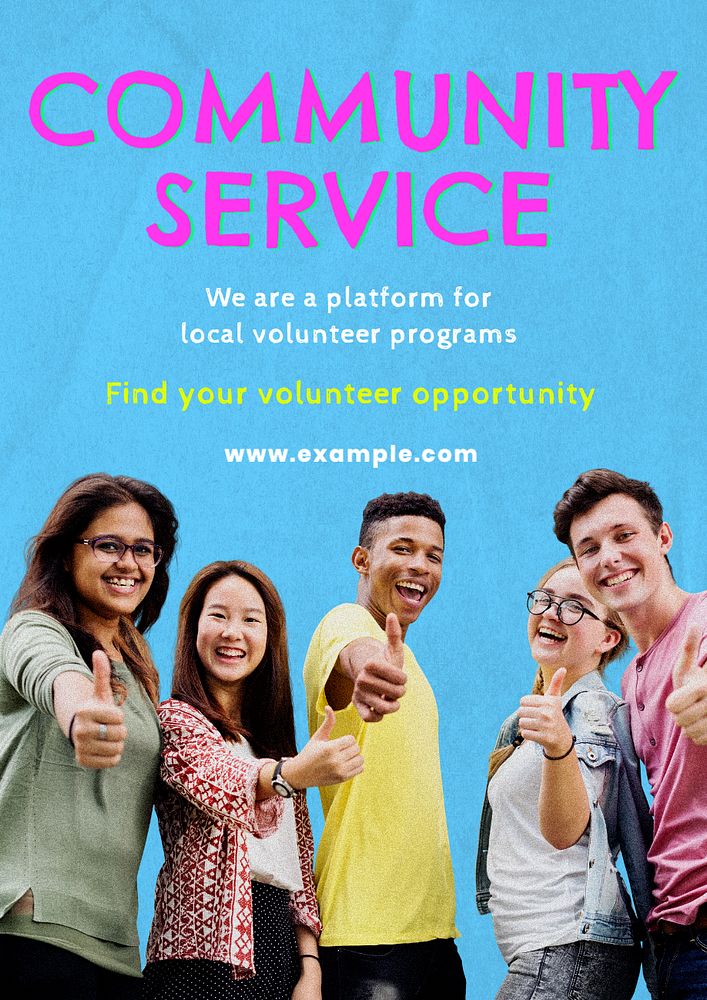 Community service  poster template, editable text and design