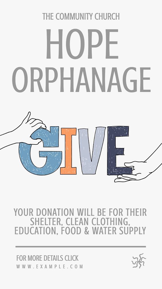 Orphanage donation  Instagram story template, editable text