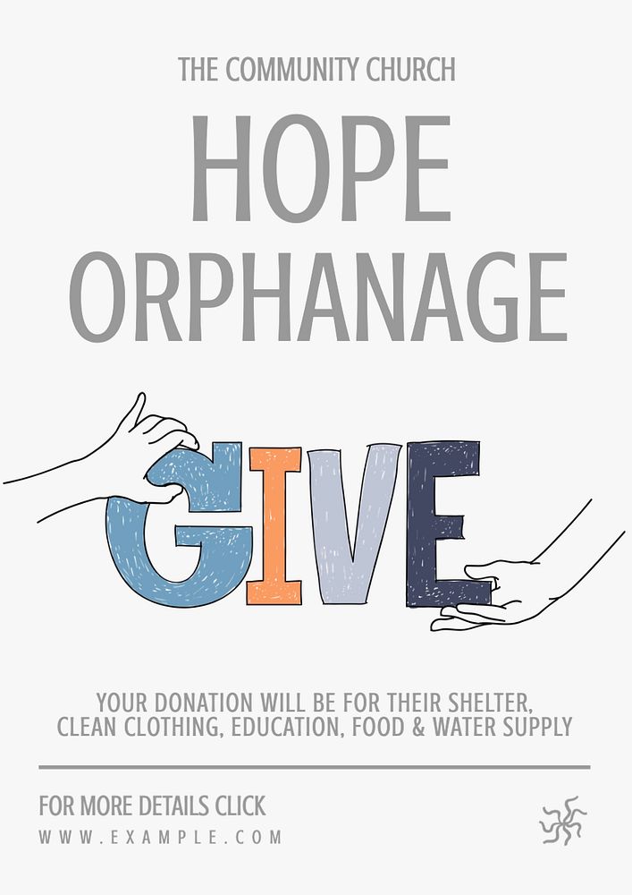 Orphanage donation  poster template, editable text and design