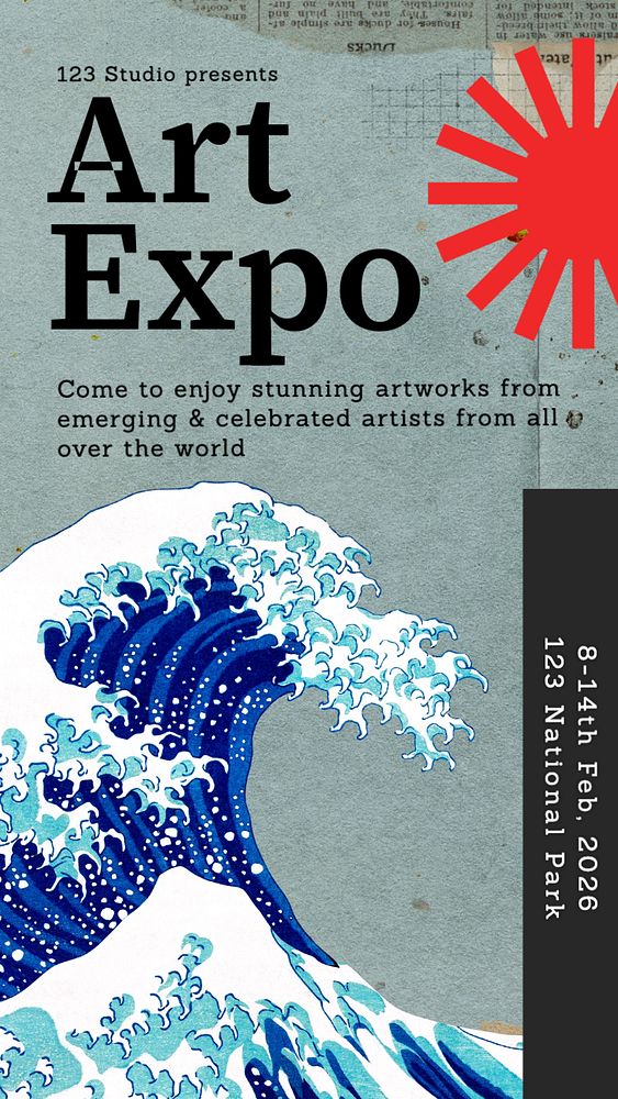 Art expo Instagram story template, editable text