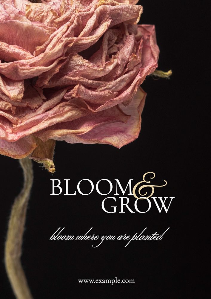 Bloom & grow  poster template, editable text and design