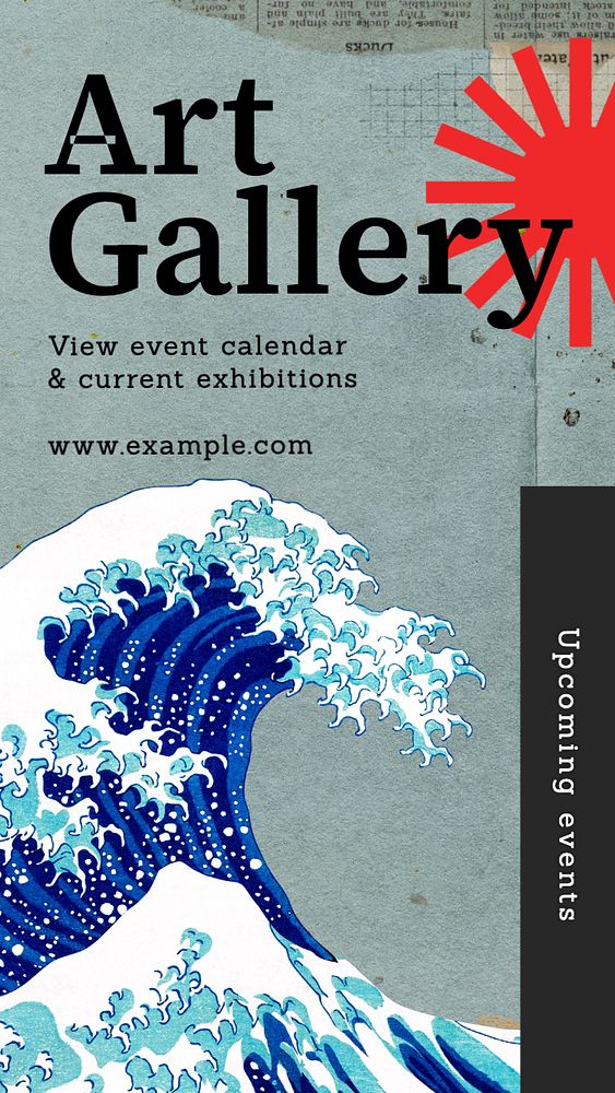 Art gallery events Instagram story template, editable text