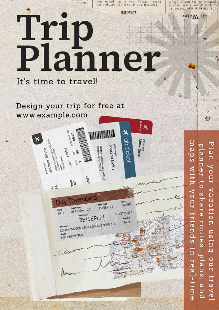 Trip planner  poster template, editable text and design