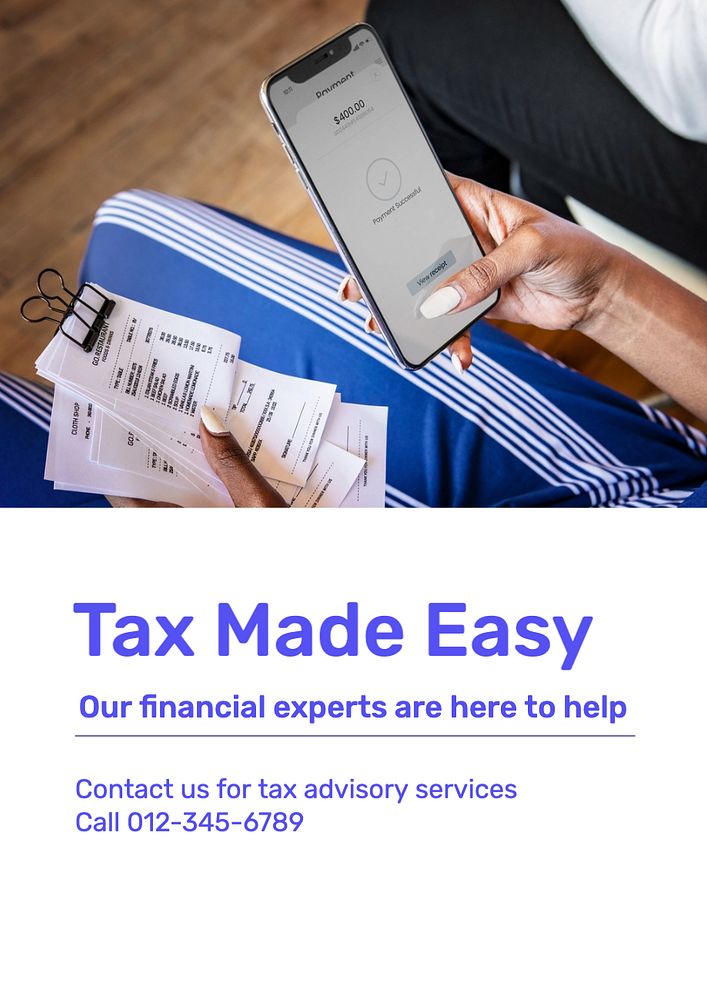 Tax counseling service poster template, editable text and design