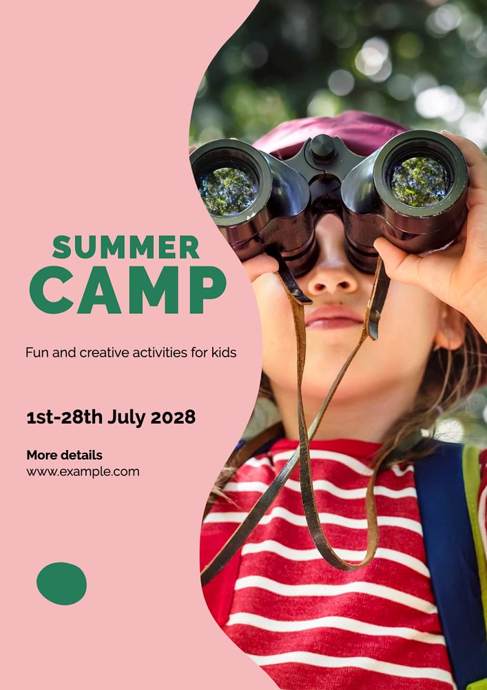 Summer camp  poster template, editable text and design