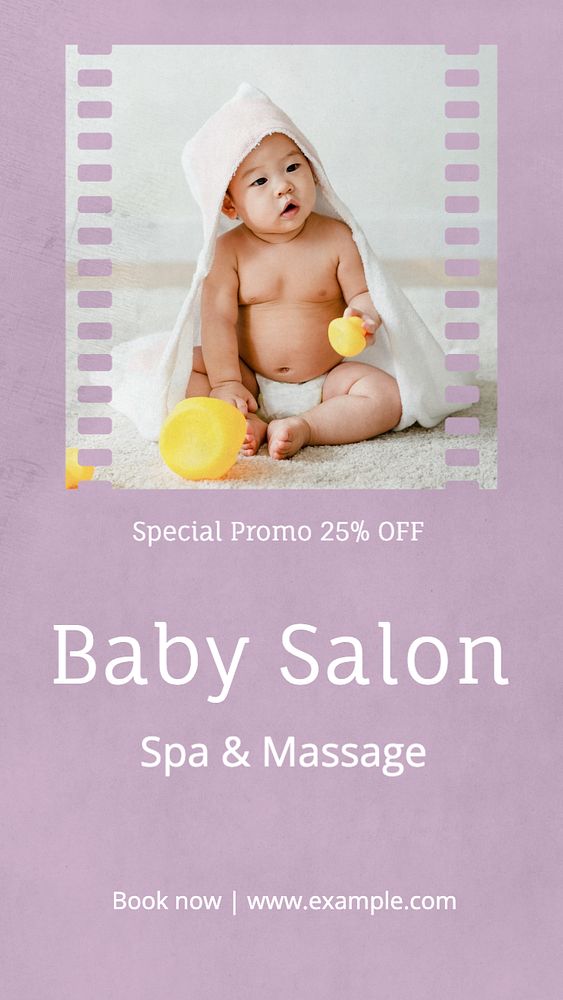 Baby salon  Instagram story template, editable text