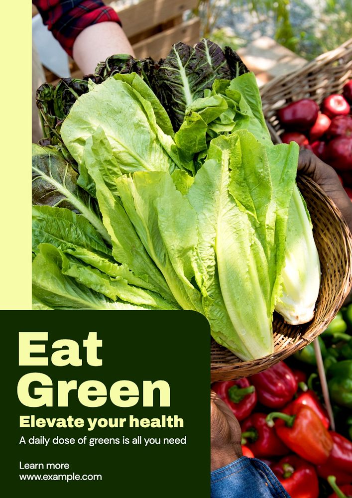 Eat green  poster template, editable text and design