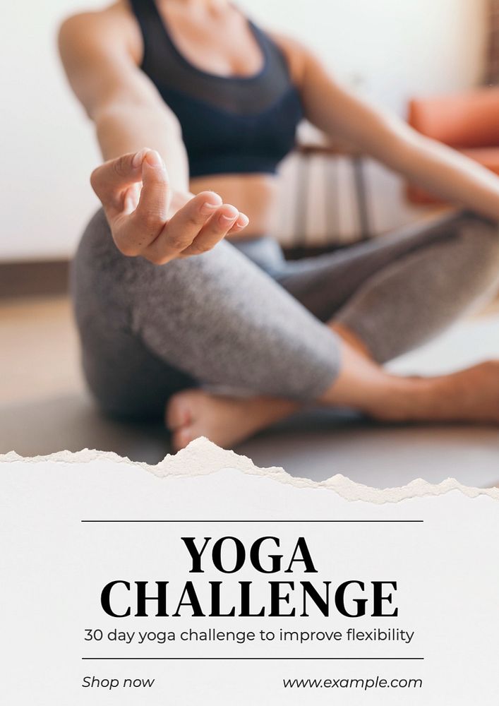 Yoga challenge  poster template, editable text and design