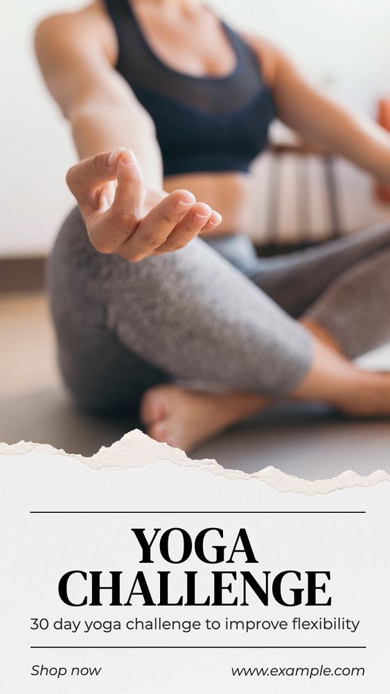 Yoga challenge  Instagram story template, editable text