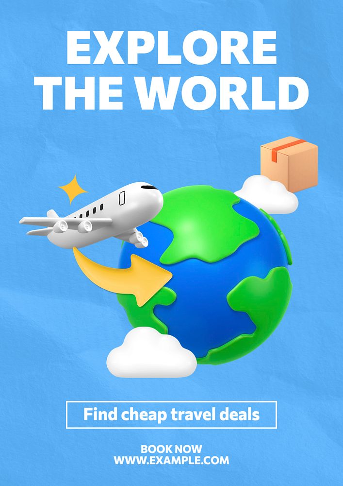 Explore the world poster template, editable text and design