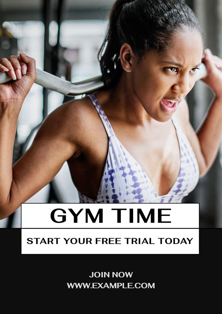 Gym time  poster template, editable text and design