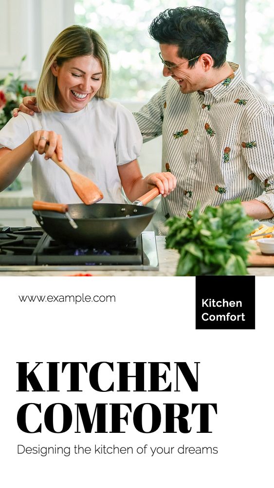 Kitchen design  Instagram story template, editable text