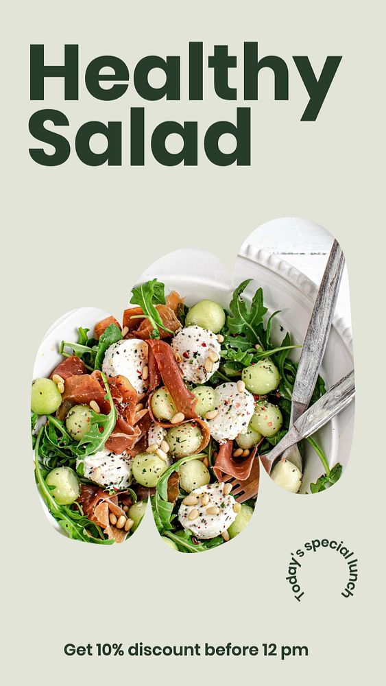 Healthy salad Instagram story template, editable text