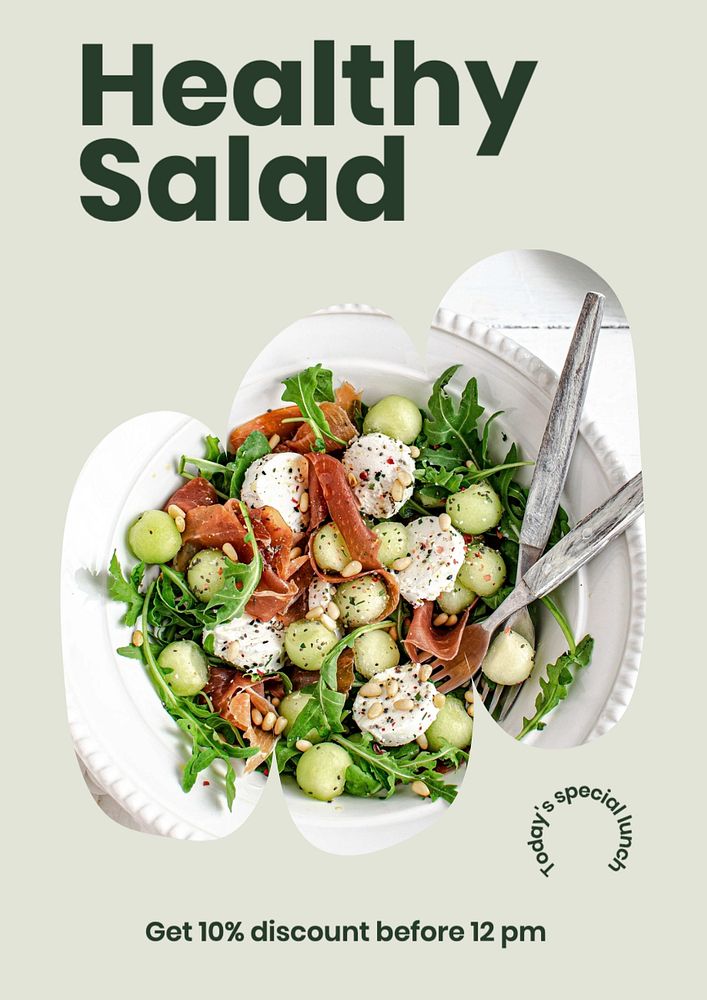 Healthy salad poster template, editable text and design