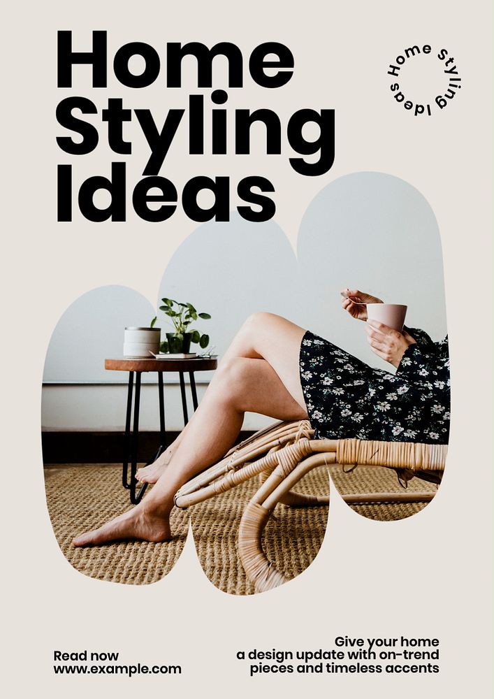 Home styling ideas poster template, editable text and design