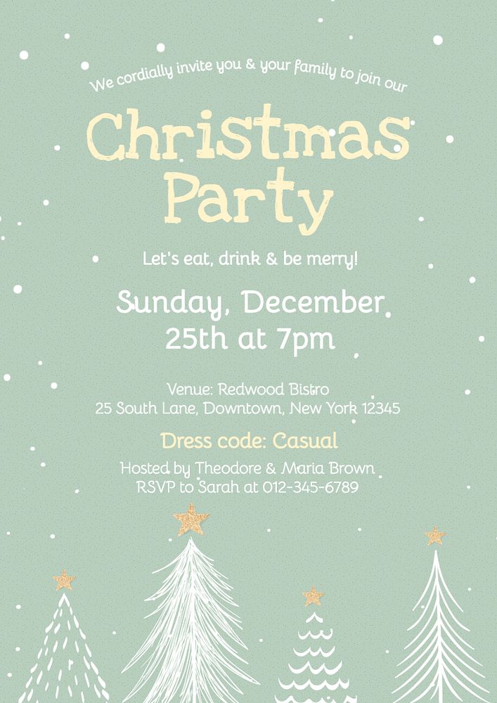 Christmas party invitation editable poster | Premium Editable Template ...