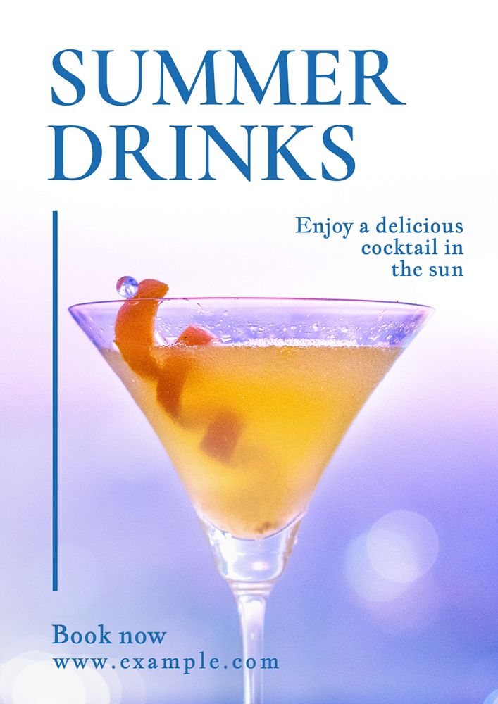 Summer drinks  poster template, editable text and design