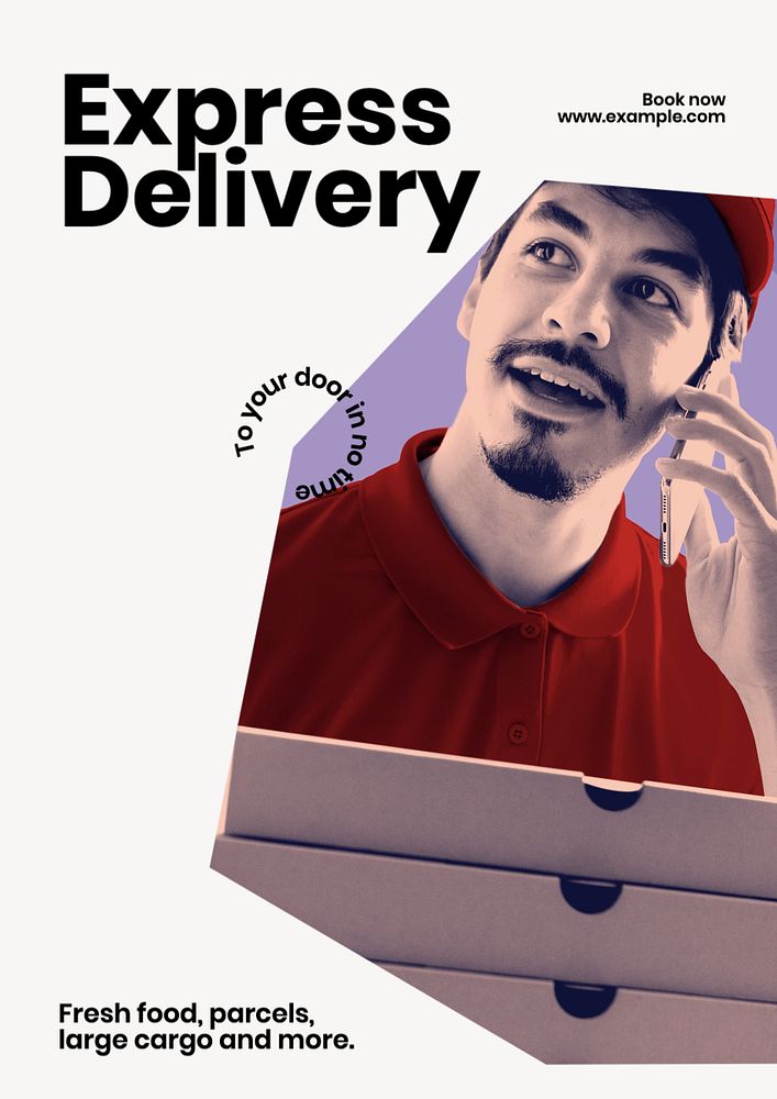 Express delivery poster template, editable text and design