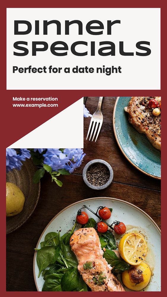 Dinner specials Instagram story template, editable text