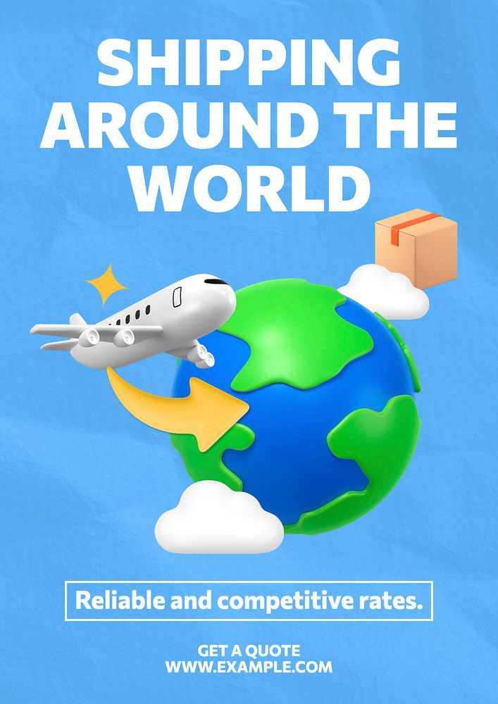 Worldwide shipping poster template, editable text and design