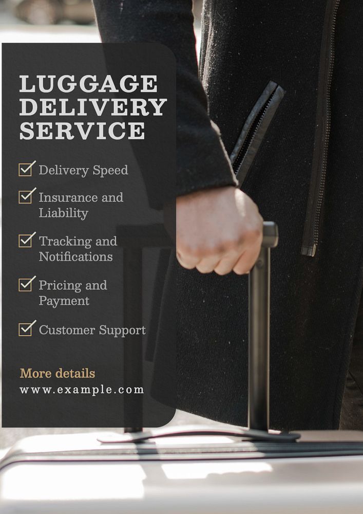 Luggage delivery service  poster template, editable text and design