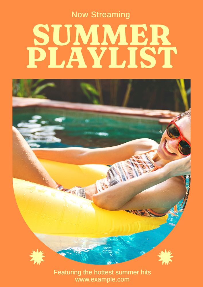 Summer playlist  poster template, editable text and design