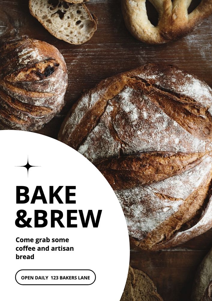 Bakery  poster template, editable text and design