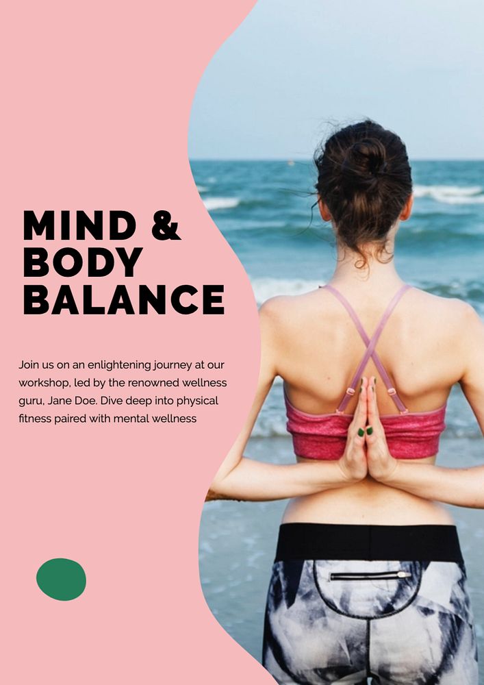 Mind and body  poster template, editable text and design