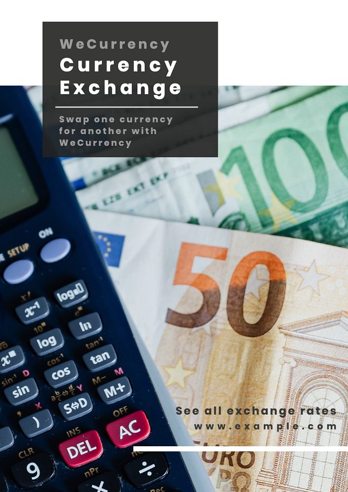 Currency exchange  poster template, editable text and design