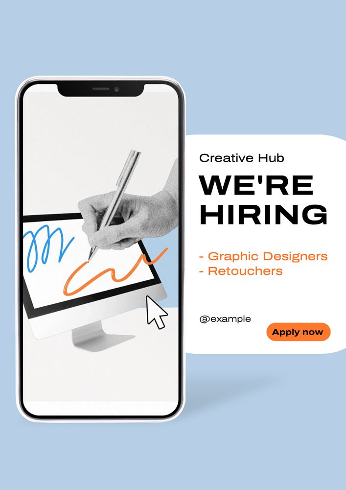 We are hiring  poster template, editable text and design